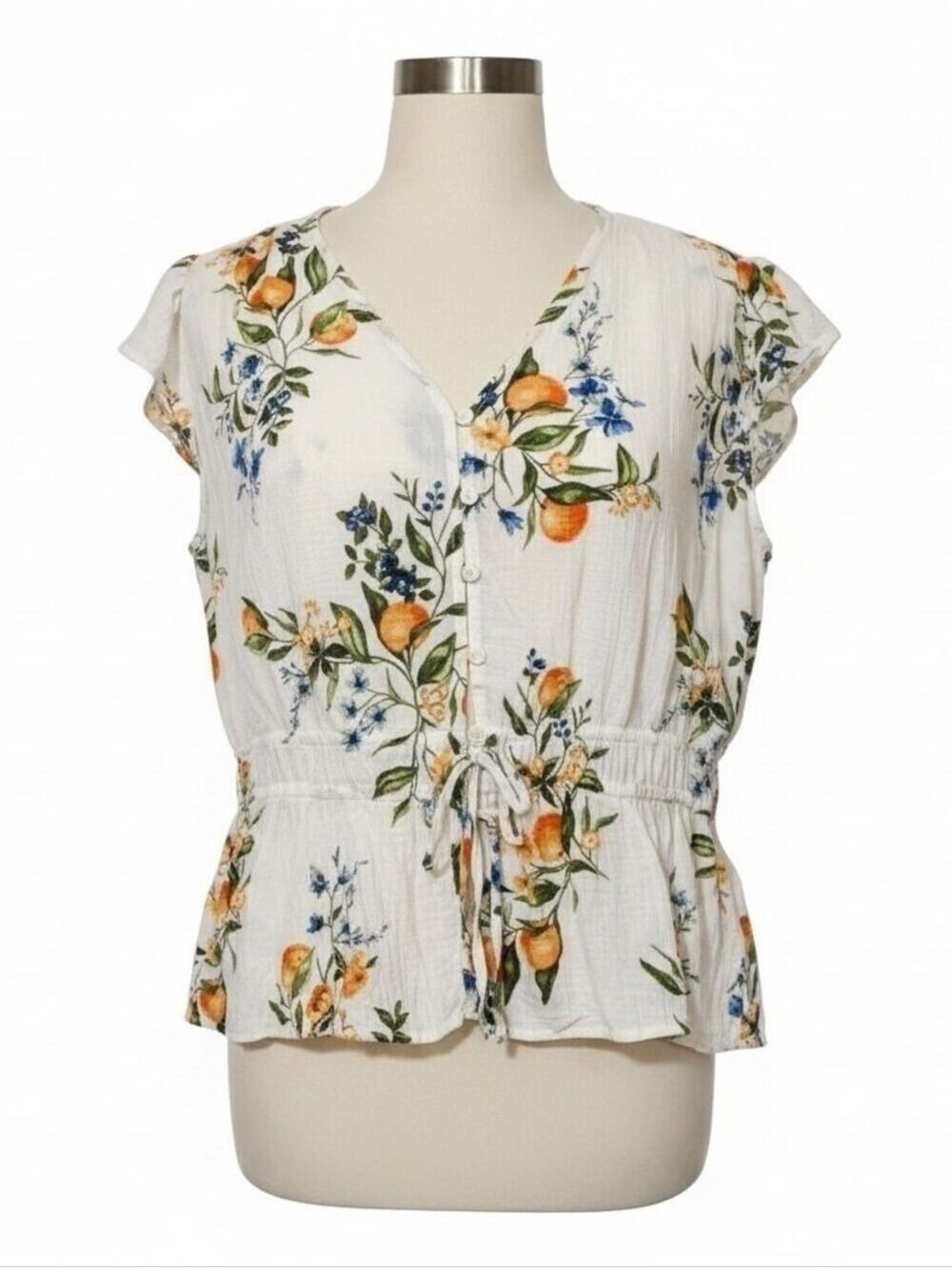 Cream Floral Blouse by Time and Tru - Picture 2 of 7